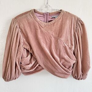 Atoir Pink Velvet Crop Wrap Top Size 2 (XS) NWOT No Retreat
